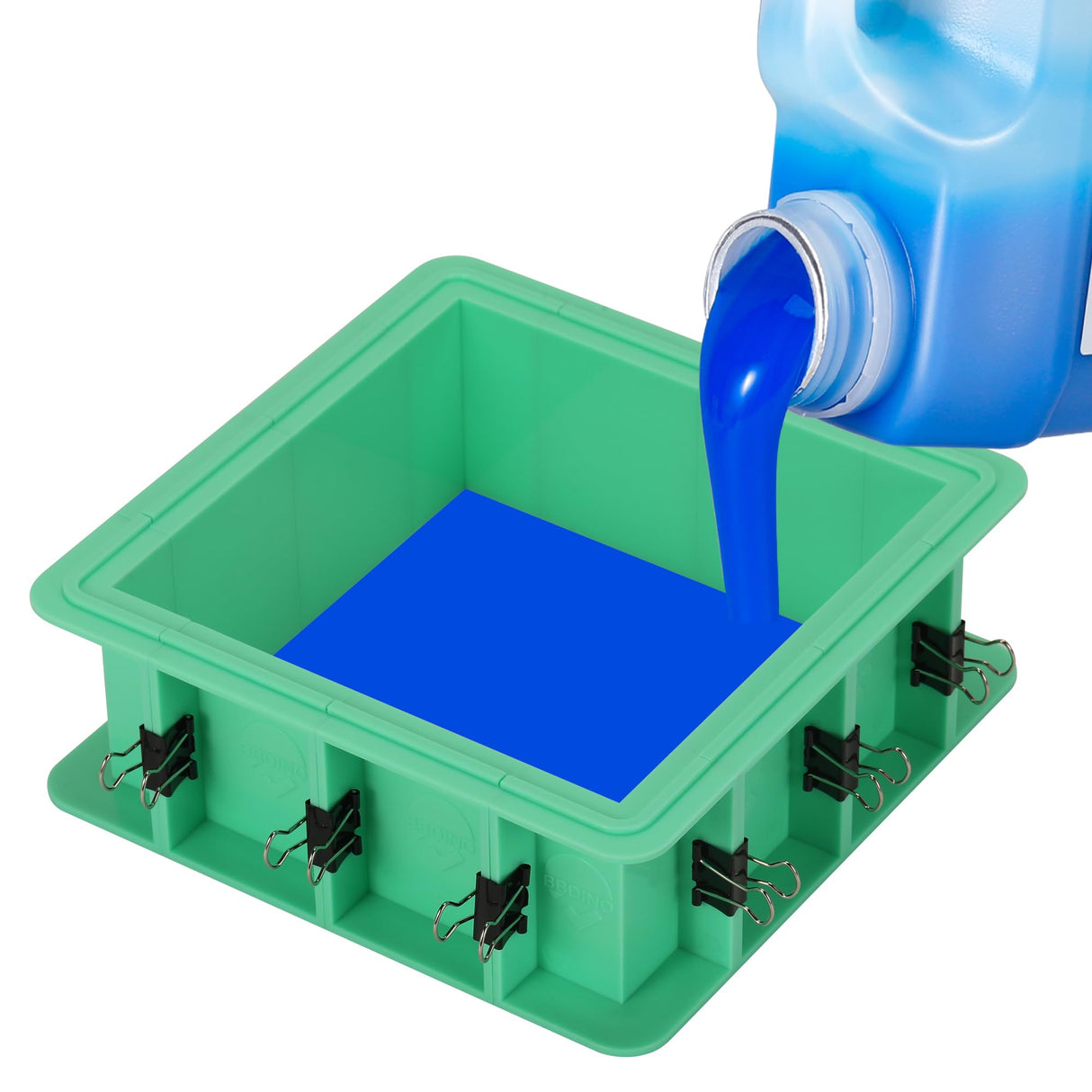 Silicone Mold Making Kit - Silicone for Mold Making 30A - Platinum Liquid Mold Making Silicone 2 Gallons with Tools Kit- 1:1 By Volume - Ideal for Resin Molds, Silicone Molds, Soap Molds Sapphire Blue BBDINO