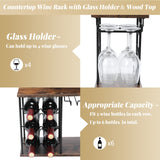 MOOACE Countertop Wine Rack, Hold 6 Wine Bottles and 4 Glasses Rack, Freestanding Wine Rack for Home, Kitchen, Bar Table, Wine Cellar, Cabinet MOOACE