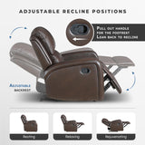 Lexicon Manual Reclining Chair, Top Grain Leather Match Wall Hugger Recliner Chair, Tab Pull Reclining, High Density Foam Over Pocket Coils, for Living Room/Reading Nook/Bedroom, Brown Lexicon