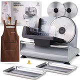 Meat Slicer, 200W Powerful Electric Food Slicer-Deli Meat Slicer Machine for Home Use for, Cheese, Bread, Vegetables-2 Round 7.5" Stainless Steel Blade, Child Lock Protection & Adjustable Thickness Ecomerr