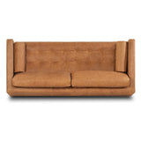 POLY & BARK Cognac Tan Brown Leather Couch - 88.5" Mid Century Leather Sofa with 2 Bolsters - Full Grain Camel Leather Couch - Feather-Down Topper On Seating Surface - Pure-Aniline Italian Leather POLY & BARK