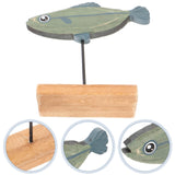 LIFKOME Nautical Fish Decor Wooden Fish Sculpture Wood Fish Statue on Base Stand Desktop Wood Fish Decor for Bathroom Bedroom Lake Beach House Decoration Blue Wood Fish Figurine LIFKOME