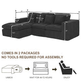 YKVIQBY Modular Cloud 3 Seater Sofa L Shaped Sectional Couch, Comfy Modern Sectional with Cup Holders, Ergonomic Support & Free Combination for Apartment for Living Room Bedroom, Black YKVIQBY
