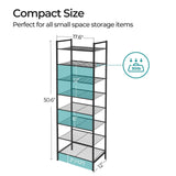 SONGMICS Narrow Shoe Rack - Sturdy 8 Tier Metal Tall Shoe Rack Shelf, Slim Shoe Storage Organizer for Closet Entryway Small Spaces, Bronze SONGMICS