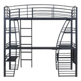 Bellemave Twin Size Loft Bed, Loft Bed with Desk and Bookcase with Metal Frame, Loft Bed with Desk and Storage, Black Bellemave