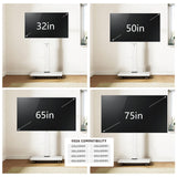 FITUEYES Rolling TV Stand - Portable Mobile TV Cart on Wheels for 32 to 65 70 75 Inch TVs, Landscape to Portrait Rotating and 40°Swivel, Height Adjustable TV Cart Rolling TV Stand Hold Up to 88 Lbs FITUEYES