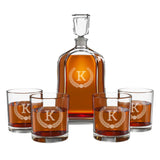 Engraved Liquor Whiskey Decanter Set with Scotch Glasses for Men - 9 Design Options - Personalized Gift Set for Him, Dad - Premium Set Includes Whiskey Stones - Christmas, Valentines - by Froolu Froolu