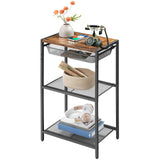 HOOBRO Tall End Table with Metal Storage Basket, Industrial Telephone Side Table, Small High Nightstand for Living Room, Bedroom, Office, Rustic Brown BF06UDH01 HOOBRO