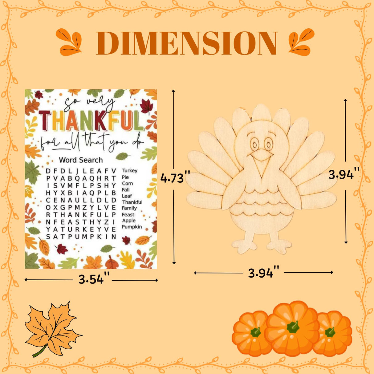 Fall Thanksgiving Crafts for Kids - 24 PCS DIY Wood Magnet Painting Kit with Cards - Thanksgiving Classroom Activities, Autumn Holiday Decorations, Fall Goodie Bag Favors for Boys & Girls GOGREENWOVEN