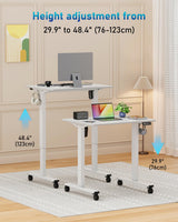 Xyndyx Small Height Adjustable Electric Standing Desk, 31.5" x 23.6" Sit Stand up Desk with Splice Board, Ergonomic Rising Computer Home Office Desk Table with Memory Preset, White Frame/White Top Xyndyx