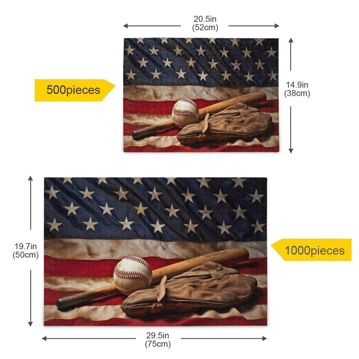 YEGAME 1000 Pieces Baseball American Flag Jigsaw Puzzle for Kids, Teens, Adults & Families, Large Format Jigsaw Puzzle Fun Intellectual Decompressing Educational Games YEGAME