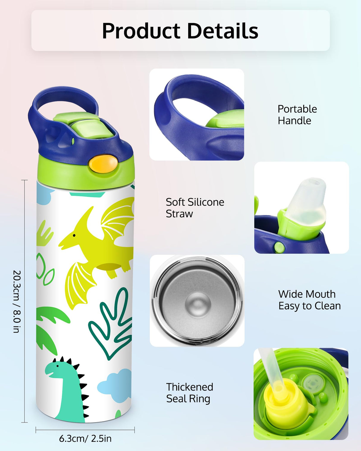 OFFNOVA 16oz Kids Sublimation Water Bottle Blank Bulk, Kids Sublimation Tumbler Cups for Boys Girls to School Sports Travel Camping (6 Pack) OFFNOVA