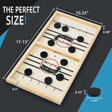 moopok Fast Sling Puck Game,Wooden Hockey Game.Desktop Battle 2in1 Super table Winner game,Adults and Kids Family Friend Funny Slingshot Game toys.Foosball Winner Board Game(Large) moopok
