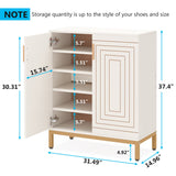 TRIBESIGNS WAY TO ORIGIN Shoe Cabinet, 20 Pairs Modern Shoe Storage Cabinet with Doors, 6-Tier Freestanding Entryway Shoe Organizer Rack for Living Room, Closet, White & Gold, HQF1650 TRIBESIGNS WAY TO ORIGIN