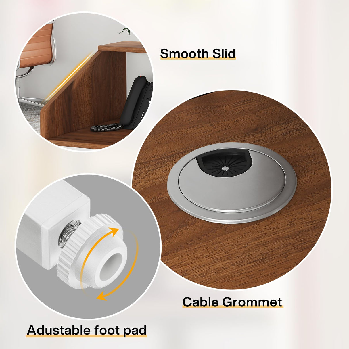 Tribesigns Reception Desk with Counter, Modern Front Desk Reception Room Table with Cable Grommet, 47 inch Retail Counter for Checkout, Lobby, Beauty Salon, Home Office Desk, Walnut Tribesigns