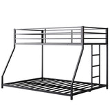 Twin Over Full Bunk Beds, Floor Bunk Bed Twin Over Full Bunk Beds with Build in Ladder, Heavy Buty Bunk Bed/Twin Over Full Bunk Bed for Adults, Teens, Kids(Twin Over Full, Black) Bellemave