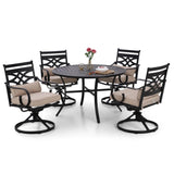 Sophia and William Swivel Patio Dining Set for 4, Outdoor Table and Chairs, Removable Seat Cushions, Black 42" Round Patio Dining Table Sophia & William