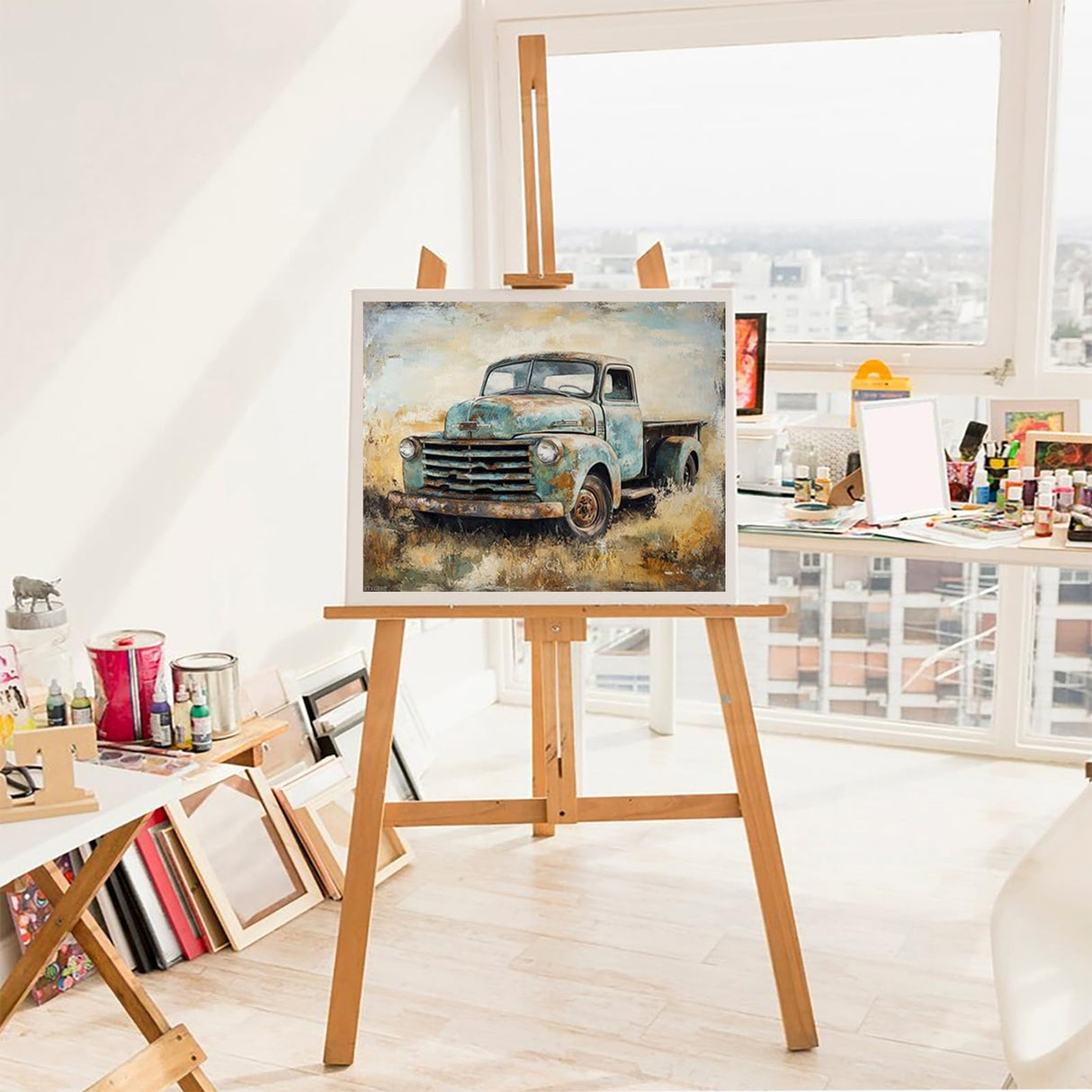 XTXGERL Vintage Car Paint by Numbers for Adults DIY Paint by Numbers Acrylic Painting Canvas Classic Cars Trucks Painting Kits Art 16" W x 20" L (Without Frame) XTXGERL