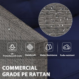 JOIVI Outdoor Patio Furniture Set, Small Sectional Conversation Set, All-Weather Wicker Furniture Sofa Set, L-Shaped Outdoor Patio Seating with Cushions, Tempered Glass Coffee Table, Navy Blue JOIVI