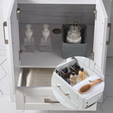 24 Inch Bathroom Vanity, Small Bathroom Sink Cabinet, Vanity Cabinet with Rectangular Ceramic Basin, White Modern Farmhouse Bathroom Sink Vanities Set, Bathroom Vanity Combo with 1 Drawer and 2 Doors Wenore Home