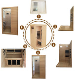 LTCCDSS Infrared Sauna, 1 Person Far Infrared Sauna for Home, with 1050W Indoor Sauna, Low EMF Heaters, 2 Bluetooth Speakers, 1 LED Reading Lamp Hemlock Wood Sauna Room Left Door LTCCDSS