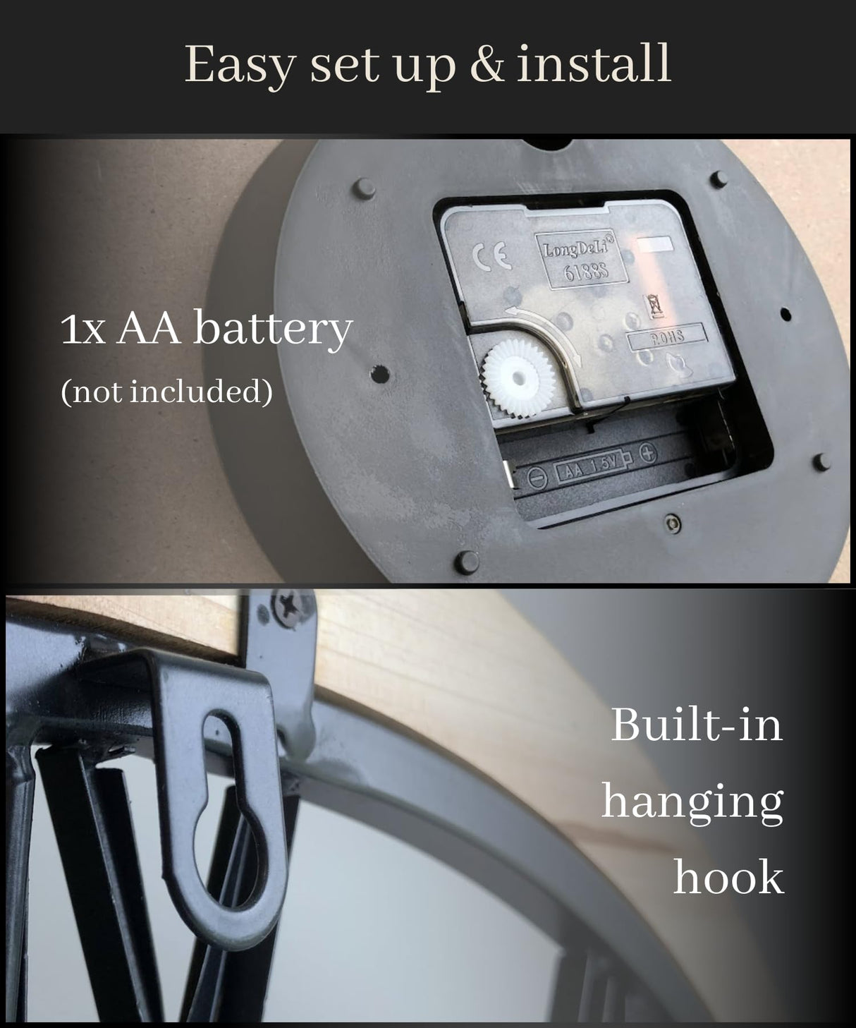 Montoire 16 Inch Wall Clock - Farmhouse Wall Clock Large - Large Wall Clocks for Living Room Decor - Wall Clocks Battery Operated 16 Inches or Larger - Big Wall Clock Decorative Roman Numerals Montoire