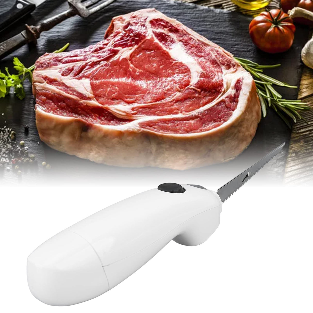 Cordless Electric Fillet Knife, Battery Powered Portable Electrical Food Cutter for Carving Steak, Pork, Chicken, and Bread, Removable Reciprocating Serrated Stainless Steel Blades Pyhodi