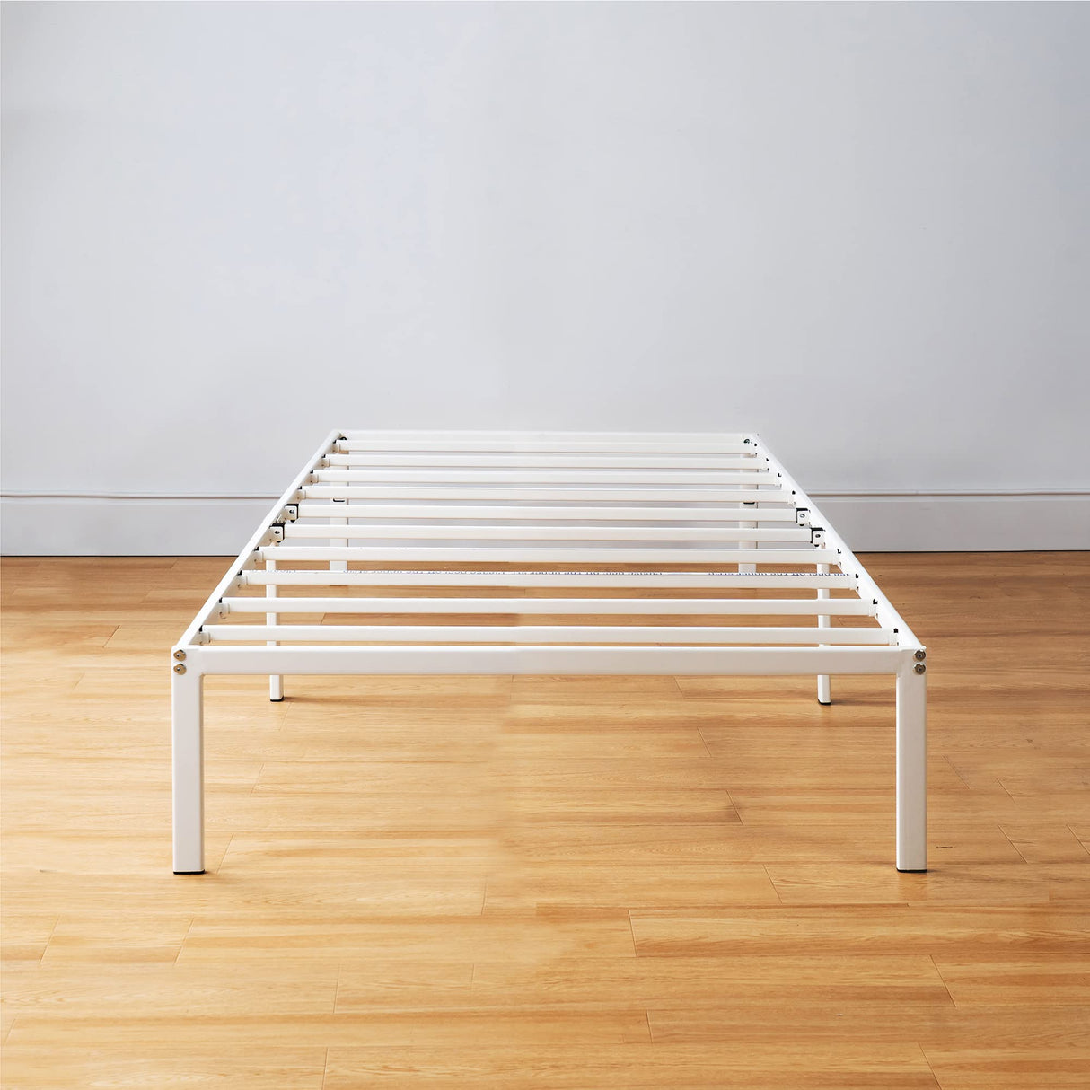 Best Price Mattress 14 Inch Metal Platform Bed Frame, Heavy Duty Steel Slats, White, Twin Best Price Mattress