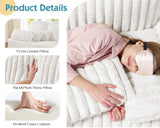 VanAcc 89 Inch Sofa, Modern Couch with Deep Seats, Comfy Sofa with 3 Throw Pillows, Upholstered Couch for Living Room, White VanAcc