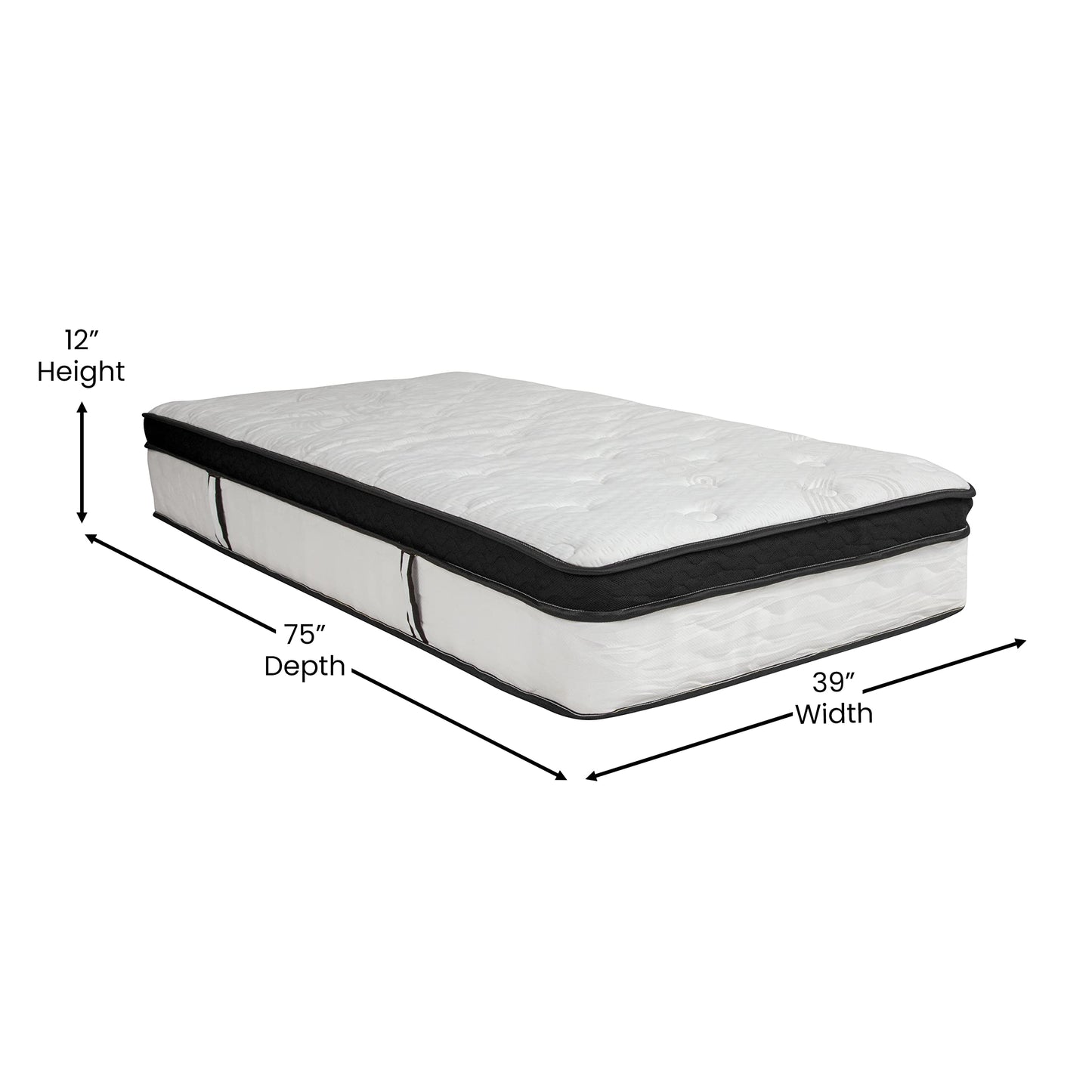 Flash Furniture Capri Comfortable Sleep 12 Inch CertiPUR-US Certified Memory Foam & Pocket Spring Mattress, Twin Mattress in a Box White