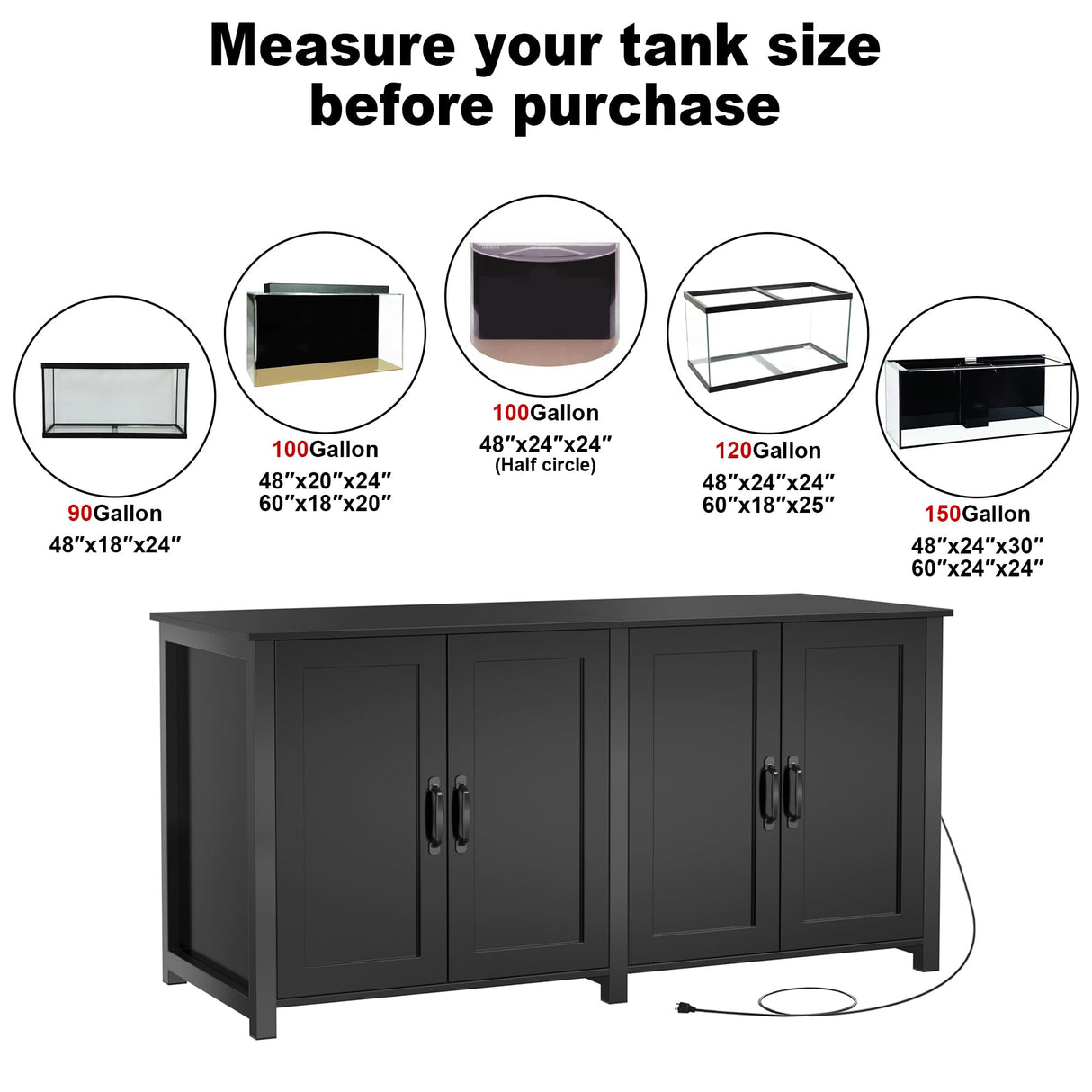 GDLF 100-150 Gallon Fish Tank Stand, 120 Gallon Tank Stand with 60"*24" Tabletop Fits 100/120/150 Gallon Aquariums,2200LBS Capacity Heavy Duty (Stand Only) GDLF