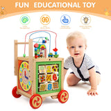 Wooden Activity Cube 6 in 1 Montessori Toys Educational Learning Sensory Toys for 1 Year Old 12-18 Months Boys Girls First Birthday Gifts for Baby Toddler Toys Age 1-2 Bead Maze Shape Sorter Abacus KABENFIS