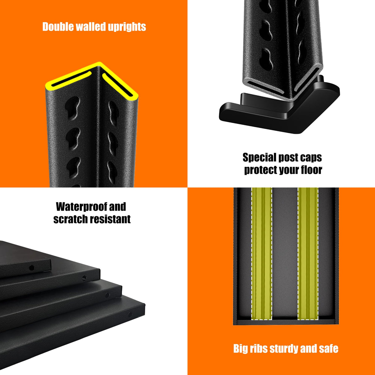 Rufokisa 40in Wide Garage Shelving Heavy Duty，2500lbs Large Loads Adjustable Garage Storage Shelves,All Metal Storage Racks and Utility Rack Shelves, 40”W x 18”D x 72”H (Black) Rufokisa