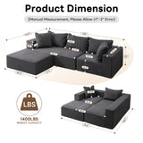 Vamcheer Modular Sectional Sofa with Chaise, Modern L Shaped Cloud Couch with Deep Seat, Sectional Couches for Living Room, Bedroom, Office, No Assembly Required, Gray Vamcheer