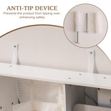 ROBUD Play Kitchen for Kids, Wooden Play Kitchen Set with Plenty of Realistic Play Features, Toy Kitchen with Ice Maker, Coffee Machine, Oven, Cabinet, Microwave, Utensils, Gift for Ages 3+, White ROBUD