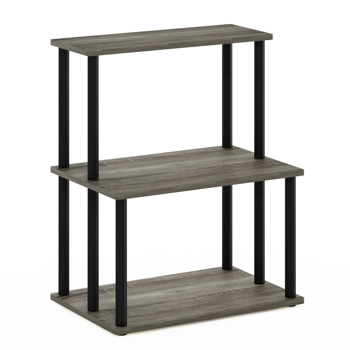 Furinno Turn-N-Tube 3-Tier Toolless Multipurpose Printer Stand Display Storage Shelf, French Oak Grey/Black Furinno