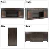 chartustriable 70” Large Long Buffet Sideboard Cabinet w/4 Drawer,Farmhouse Buffet Storage Cabinet,Sliding Door,Buffet Coffee Bar Cabinet, Credenza for Living Room, Brown chartustriable