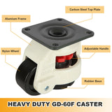 Acrux7 Retractable Leveling Casters Set of 4 Heavy Duty GD-60F, Workbench Caster with Rubber Leveling Feet, 360 Degree Swivel Industrial Plate Caster Wheel for Machine, Equipment Acrux7