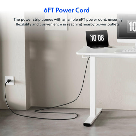 FLEXISPOT EN2 Electric White Stand Up Desk 48 x 30'' Whole-Piece Desktop Adjustable Height Standing Desk with Desk Clamp Power Strip, Cable Management (White Frame + 48" White Desktop, 2 Packages) FLEXISPOT