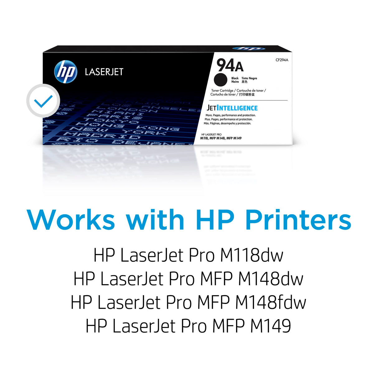 HP 94A Black Toner Cartridge | Works with HP LaserJet Pro M118 Series; HP LaserJet Pro MFP M148, M149 Series | CF294A HP