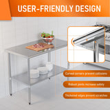 HOCCOT Stainless Steel Table for Prep & Work 24" X 48" inches with Adjustable Shelf, Commercial Workstations, Utility Table in Kitchen Garage Laundry Room Outdoor BBQ HOCCOT