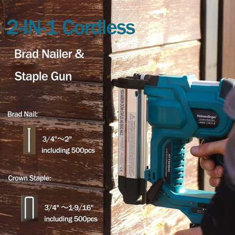 18 Gauge Cordless Brad Nailer for Makita 18V Battery, 2 in 1 Battery Powered Stapler/Nail Gun Drives 2'' Nailer for Upholstery and Woodworking Heimerdinger