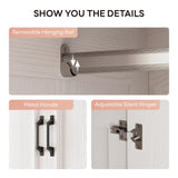 LIKIMIO Armoire Wardrobe Closet with 2 Doors and 2 Drawers 70" H x 36" W Wooden Bedroom Freestanding Wardrobe Combination for Hanging Clothes, White LIKIMIO