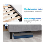 PayLessHere Upholstered Twin Platform Bed Frame Mattress Foundation with Fabric Headboard and Wooden Slats Support, Fully Upholstered No Box Spring Needed Non-Slip and Noise-Free PayLessHere