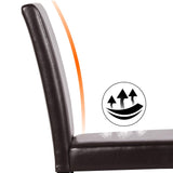 Yaheetech Dining Chairs Side PU Cushion Chairs with Waterproof Surface and Wood Legs for Kitchen Restaurant and Living Room, Set of 4, Brown Yaheetech