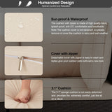 Vicluke 6 Pieces Patio Furniture Sets Outdoor Sectional Sofa Set Rattan Daybed with Retractable Canopy, Adjustable Backrest, Storable Tea Table Rectangle Sunbed for Backyard Garden Poolside(Khaki) Vicluke