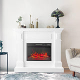 43 Inch White Electric Fireplace with Mantel, Stylish Heater for Your Living Room or Bedroom, Includes Remote Control and LED Flame Effects Cloud Mountain