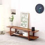 Tiita TV Stand with Storage for TVs up to 65'', Bamboo TV Console Entertainment Center with 2 Open Shelf, Mid Century Modern Media Console for Living Room, Bedroom, Walnut Tiita