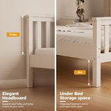 Twin Bed Frame with Headboard & Footboard,13 Wood Slats Support Wooden Platform, No Box Spring Needed, Easy Assembly, Farmhouse Style for Single Kids Room (38x75) -White KOBY HOME