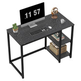 SINPAID Computer Desk 40 inches with 2-Tier Shelves Sturdy Home Office Desk with Large Storage Space Modern Gaming Desk Study Writing Laptop Table, Black Marbling (Black Marbling, 40) SINPAID